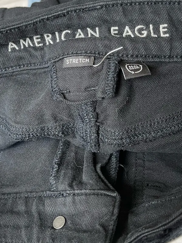 American Eagle Super High Rise Baggy Wide Leg Carpe Jeans Washed Black Size 4 - Image 4