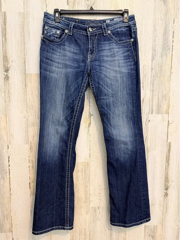 Miss Me Jeans Women’s 32 Bootcut Dark Wash Embellished Floral Rhinestone - Image 2