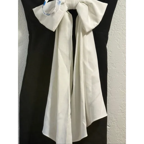 FERVENTE Formal Cocktail Black white Long Dress Evening Wedding Party 38 M New - Image 3