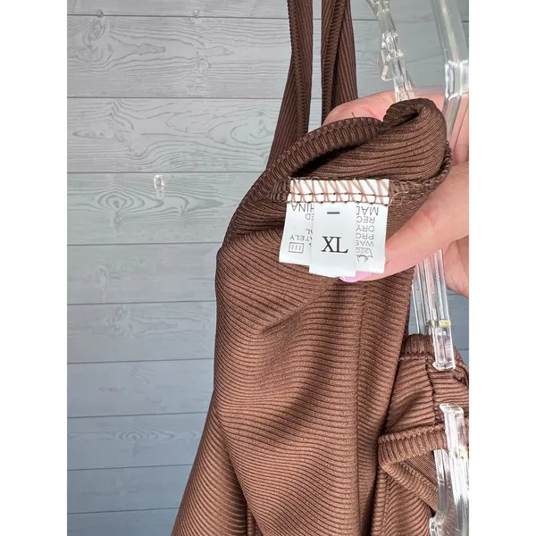 Brown ribbed tank shapewear bodysuit square neck Size XL - Image 4