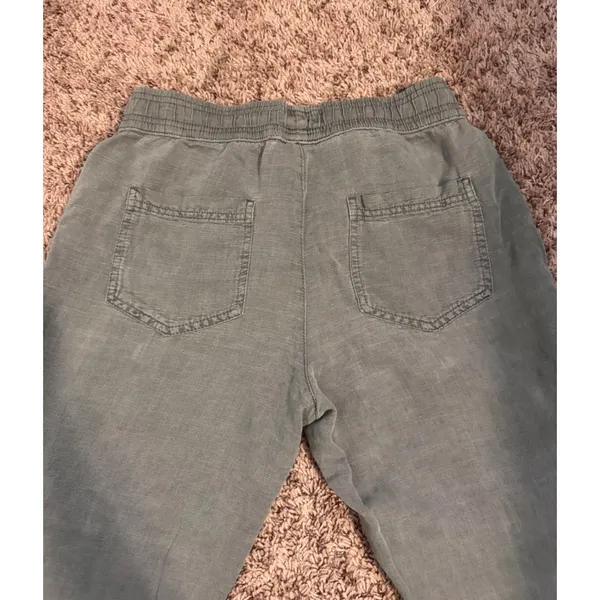 C&C California Linen Blend Jogger Pants Women's Small Green Pull On‎ Ankle Tie - Image 6