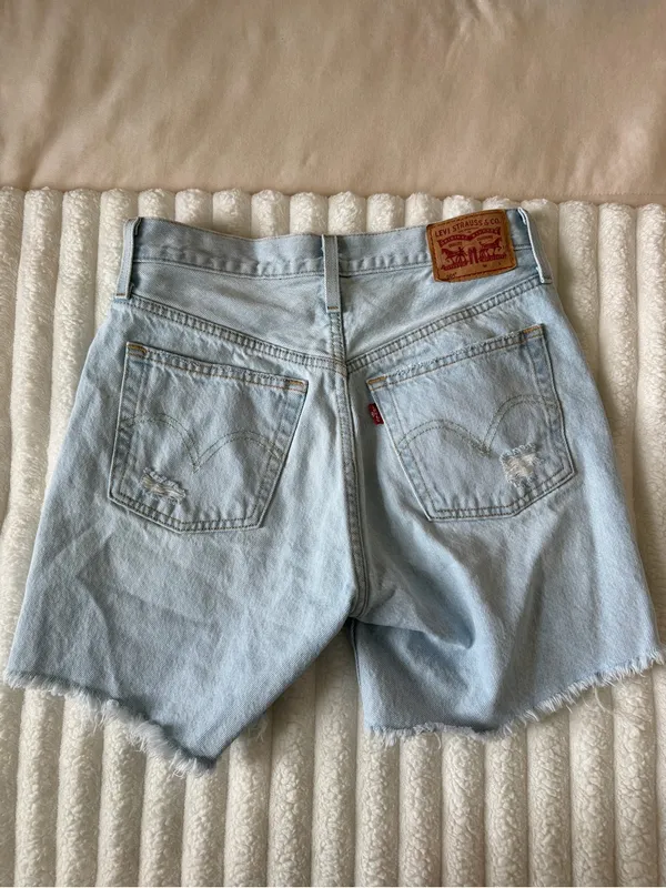 Levi's 501 Light Blue Distressed High-Rise Denim Shorts - Image 5