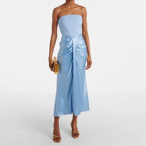 STAUD Wayfaring Strapless Cutout Satin Midi Dress - Image 2
