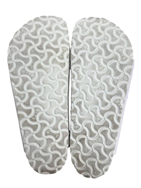 Birkenstock Arizona Sandals White Birko Flor Two Strap Silver Buckle - Image 10