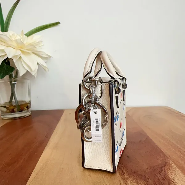 NWT Coach North/South Mini‎ Tote Bag Charm With Floral Print - Image 2