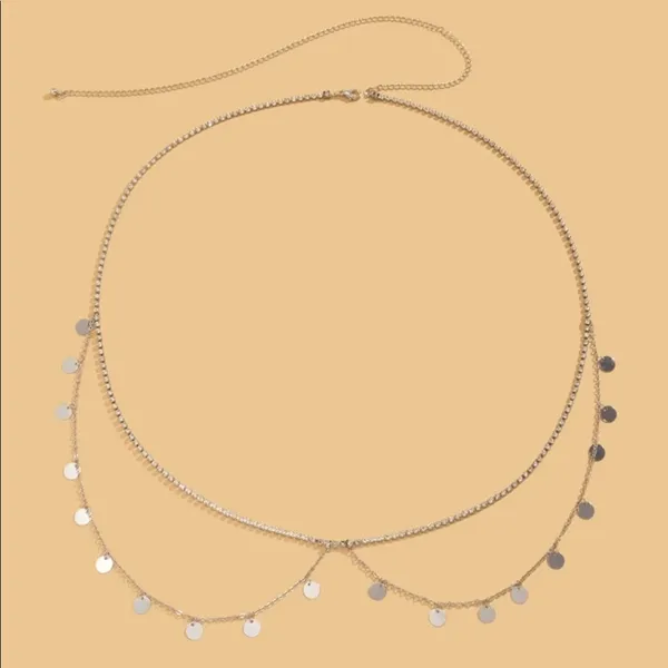 🔥Sexy Bling & Silver disc charm body chain waist - Image 2