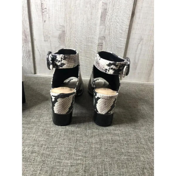 Alfani Womens Shoes Size 6 M Step Flex Black White Snake Print Open Toe Heels - Image 3