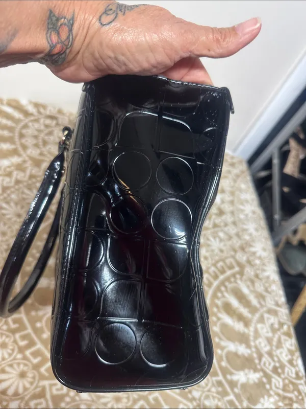 kate spade Black Patent Satchel with Embossed Circle Pattern - Image 4