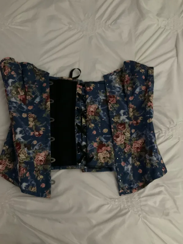 Beautiful Blue & Pink Floral corset L - Image 3
