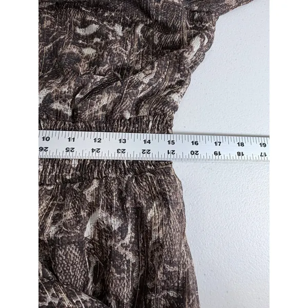 Greenpoint Brown Animal Print Metallic Lurex Smocked Midi Dress 42 XL‎ - Image 14