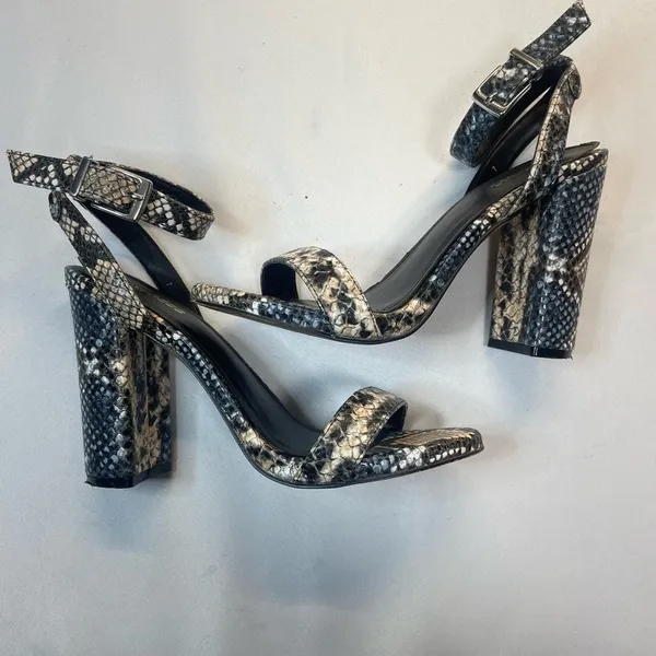 Express Snakeskin Print‎ Block Heels Ankle Strap Sandals Women - Image 2