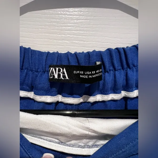 Zara Blue Linen Blend XS Summer Pants - Image 2