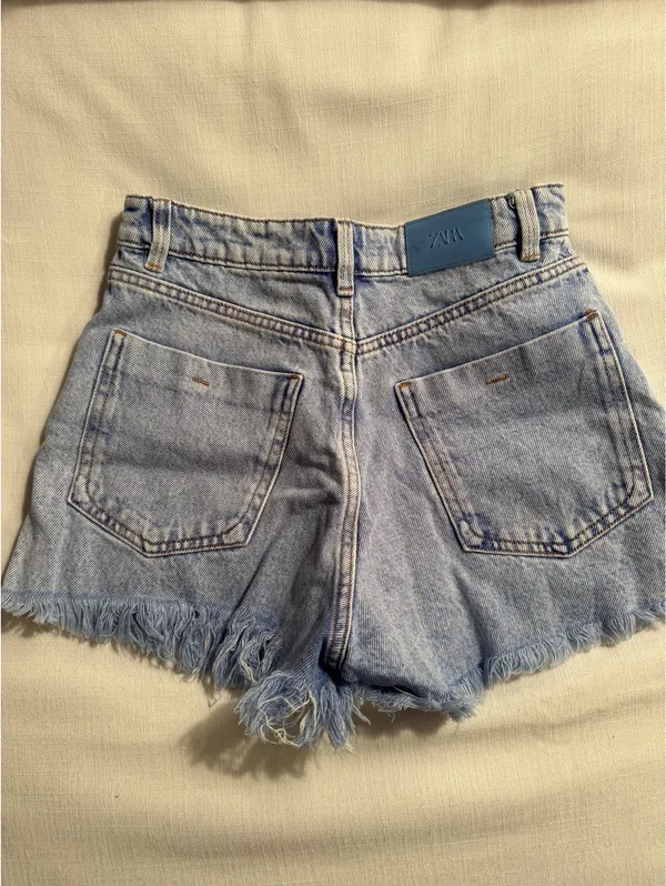 Zara High Waisted Denim Shorts - Image 2