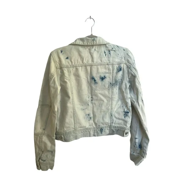 Free People Distressed Bleached Denim Trucker Jacket Womens Size Small‎ - Image 6