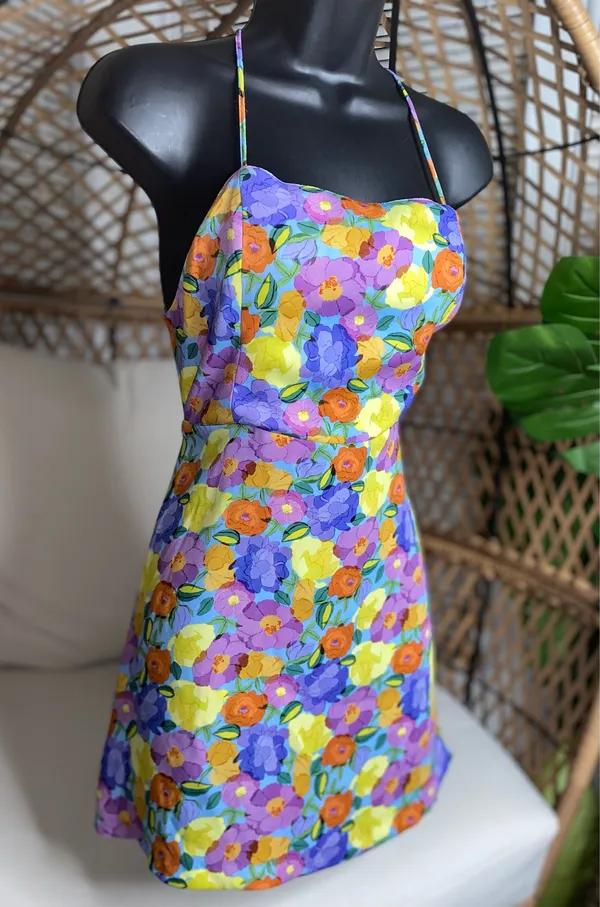 Zara multicolored floral print mini dress size medium Dress - Image 5
