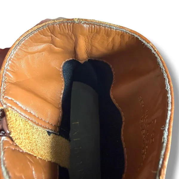 Talbots Ankle Boots Womens 7.5B Cognac Leather Horsebit Square Toe Riding Brazil - Image 9