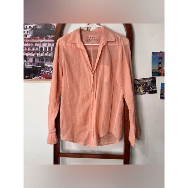 Frank & Eileen Eileen Button Down Shirt Peach - Image 2