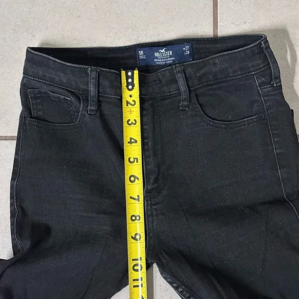 Hollister Women Black Denim Jeans High Rise‎ Super Skinny Ripped size 5R. - Image 7