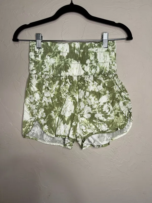 Free People Movement The‎ Way Home High Rise Athletic Green Tie Dye Shorts - Image 2