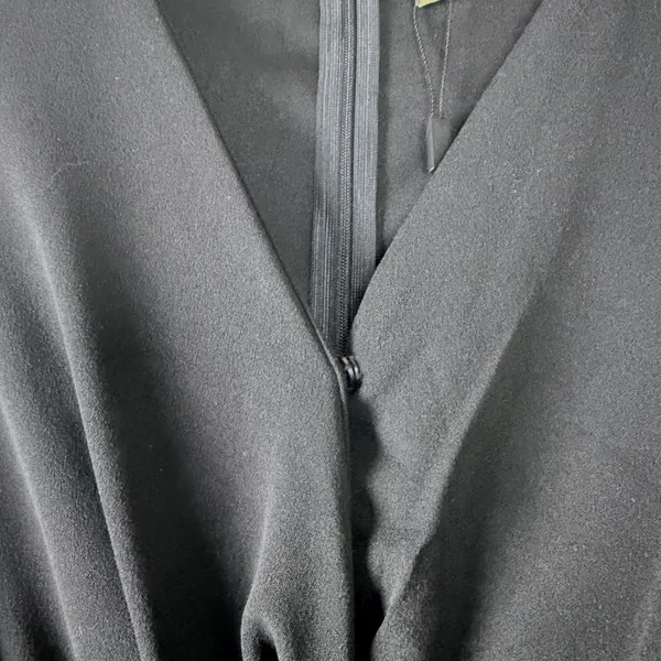 Black Sleeveless Wrap Midi‎ Dress Ruffle Hem Size L Feminine Party Formal Chic - Image 11