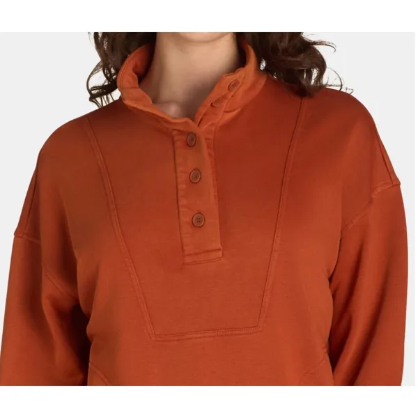 Time and Tru Womens Sweatshirt Size M Auburn Sun Washed Mock Neck Button Placket - Image 4