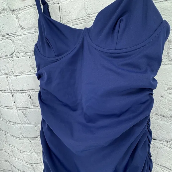 SKIMS Sculpting Ruched One-Piece Women's L Midnight Blue Swim Dress Vacation - Image 3