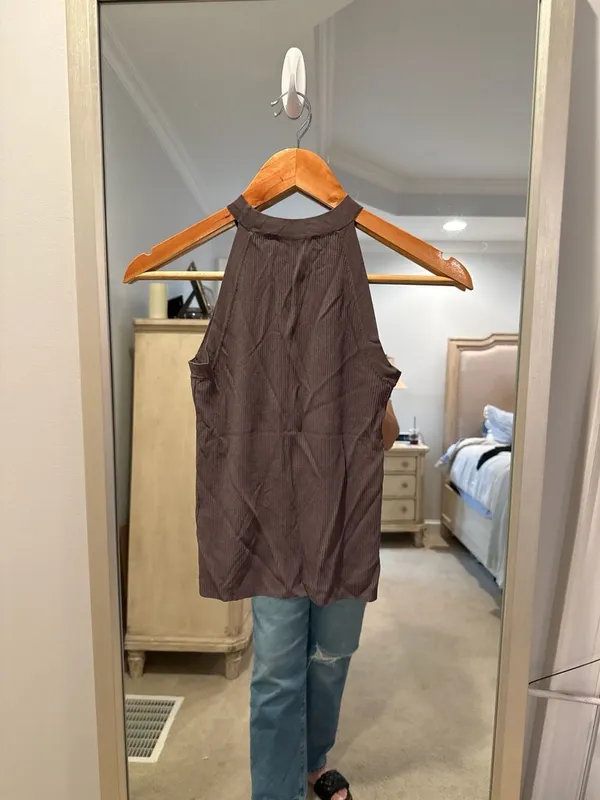 Zara Ribbed Halter Neck Tank Top Brown Size S - Image 5