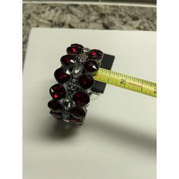 Kohl’s NWT Gunmetal Red Rhinestone Stretchy Stretch Bracelet MSRP $34 -Nice Gift - Image 10