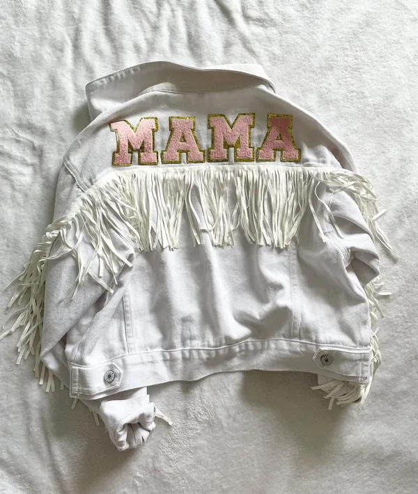 White Mama Fringe Jean Jacket - Image 8