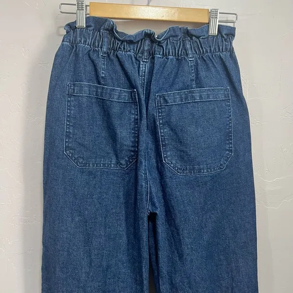 Gap Jeans Womens 6T Blue Denim Paperbag Regular Fit Elastic Waist Pull On - Image 5