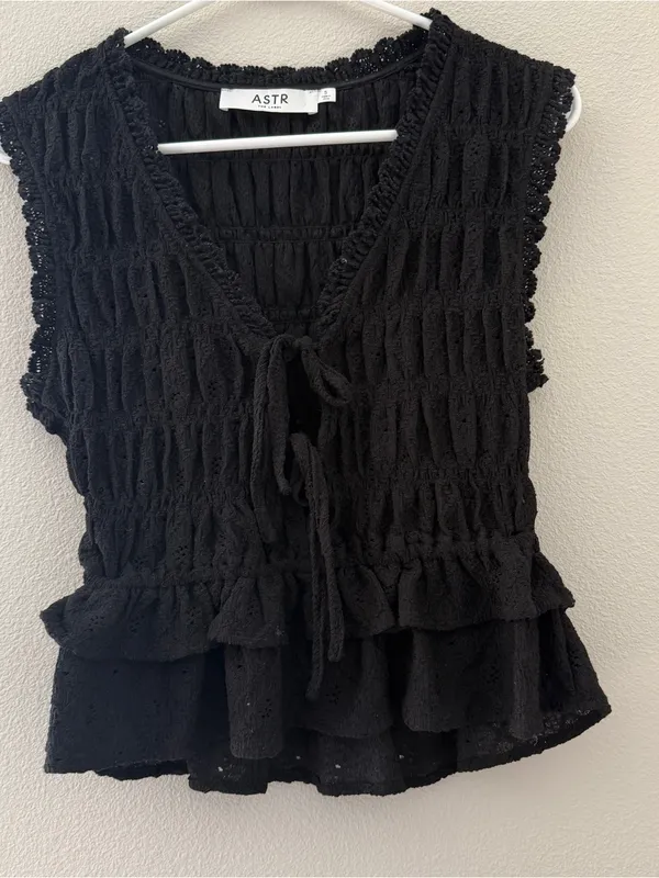 NWOT ASTR Tie Front Tank Black - Image 3