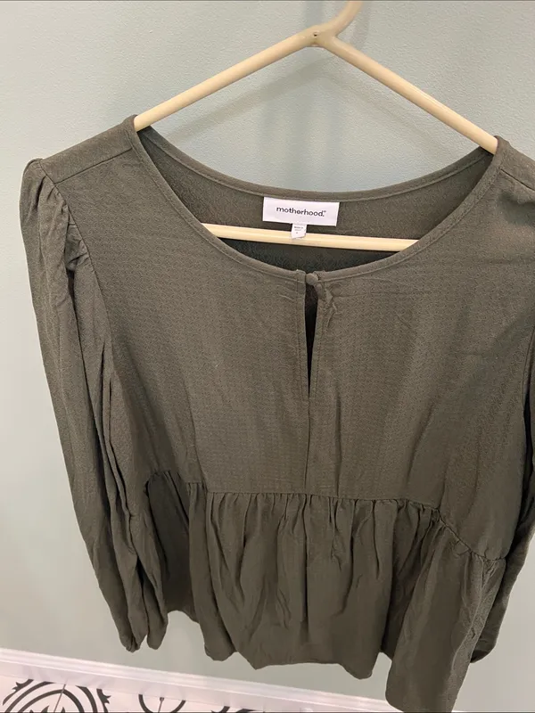 Motherhood Maternity Olive Green Peasant Tunic Top - Image 2