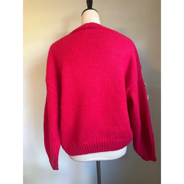 Luna Ivy red Bow Cardigan Sweater M Coquette NEW peppy Y2K cottage Anthro dainty - Image 3