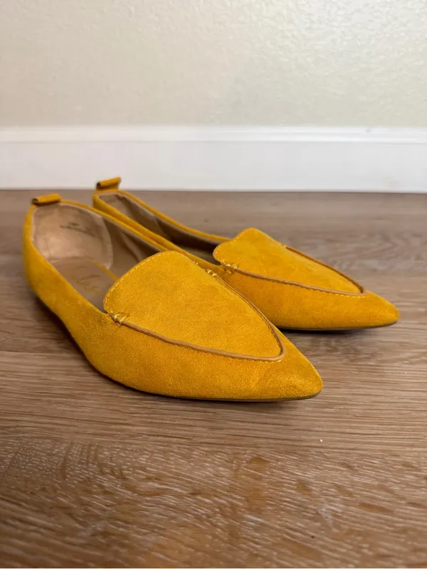 Lulu’s Emmy Mustard Yellow Suede Pointed-Toe Loafers, Size 5.5 - Image 3