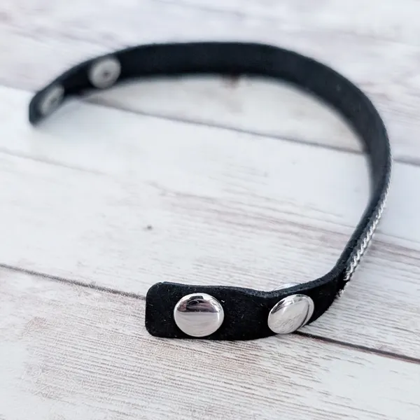 Black & Silver Tone Studded Bracelet with Chains Design Emo Goth Skater - Image 8