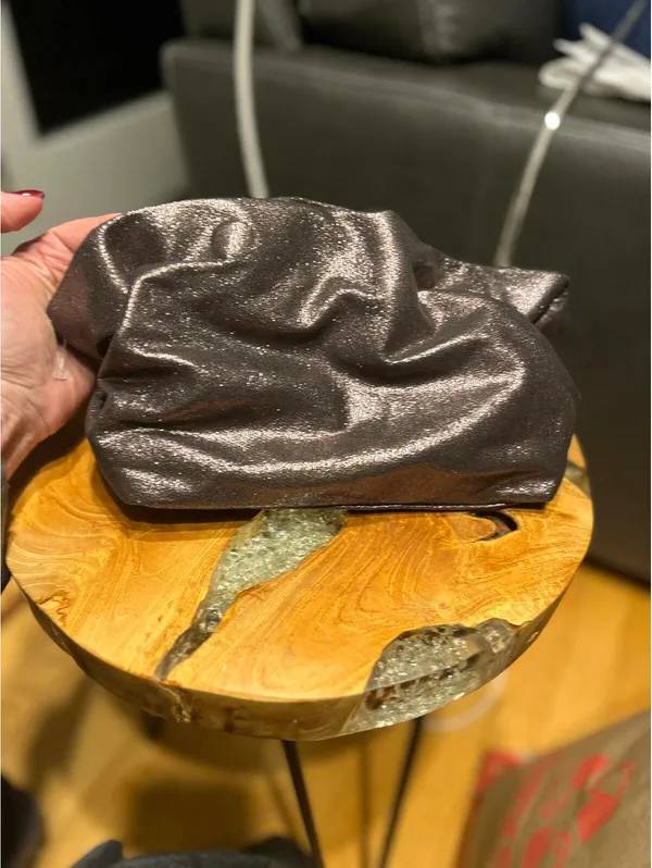Anthropologie Brown shiny Clutch Bag, Hinge closure - Image 2