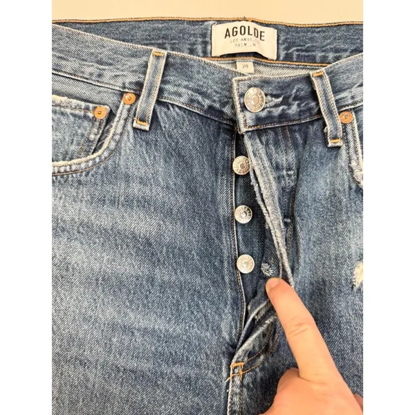 AGOLDE Jeans Jaime High Rise Classic Skinny Distressed Button Fly Size 28 - Image 7
