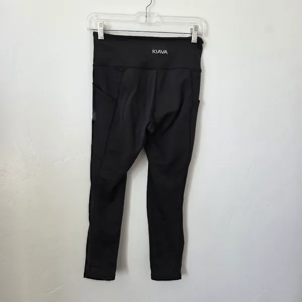 Kiava Contour Capri Legging Pants Athletic Black Small Pockets Gym Workout - Image 5