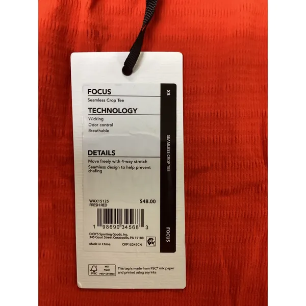 CALIA Focus Seamless Crop Tee‎ Fresh Red WAX15125 Womens XS NEW - Image 6