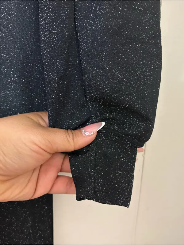Savage X Fenty Sleep & Shine Hooded Jumpsuit Black Glitter Sz S Zip Front Lounge - Image 8