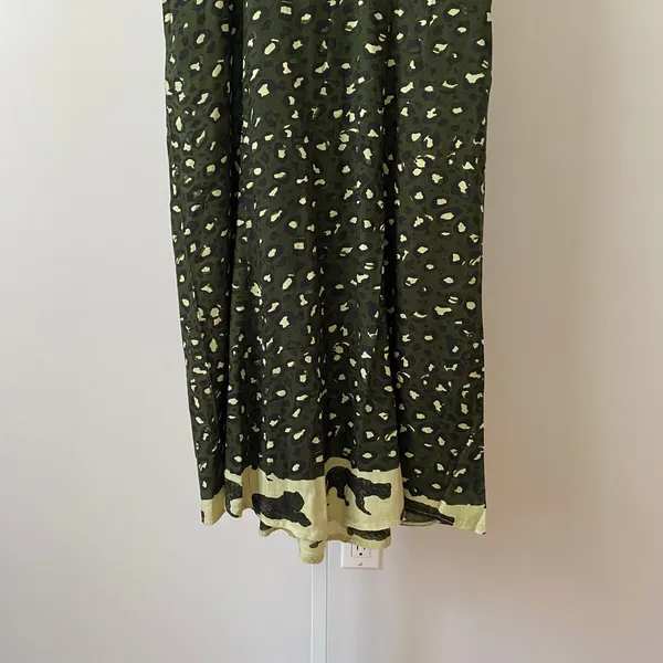 Mamta Rayon Boho Relaxed Lagenlook Animal Print Midi Dress One Size Green - Image 3
