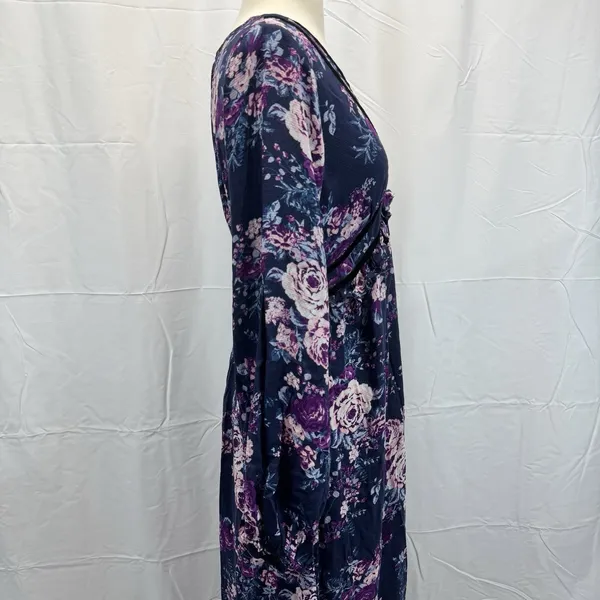 Altar’d State Boho Maxi Dress M Floral Navy Empire Waist Fairy Whimsgoth - Image 12