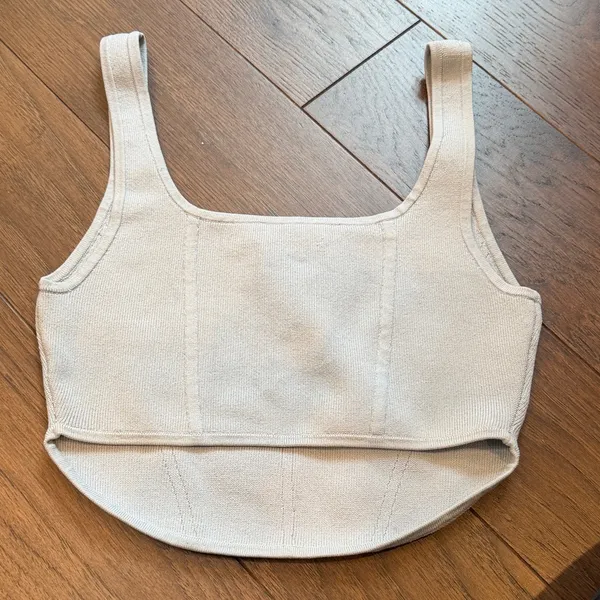 Aritzia Babaton Sculpt Knit Squareneck Bustier Tank Medium in Blue - C27-004 - Image 4