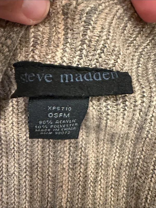 Steve Madden Open Front Ribbed Knit Poncho Beige One Size - C19-108 - Image 2