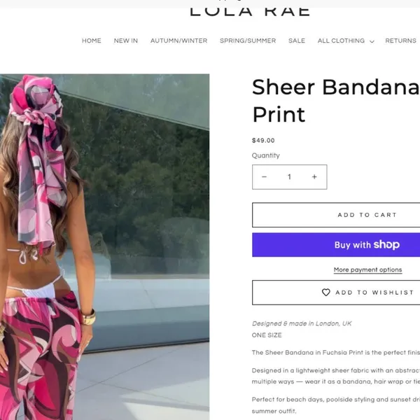 NWT Lola Rae Sheer Bandana - Fuchsia Print OS - Image 7