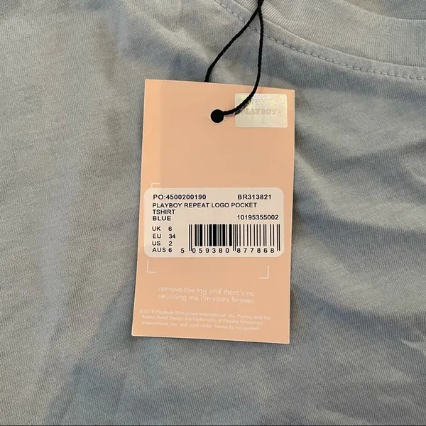 Missguided - Playboy Repeat Logo Pocket Tee in Blue - Image 5