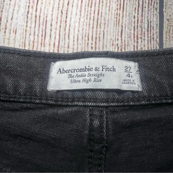 Abercrombie & Fitch Womens 27 Faded Black Ultra‎ High Rise Straight Ankle Jeans - Image 7
