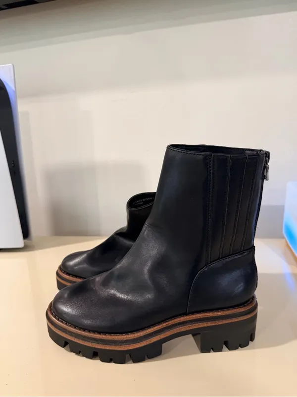 Kork-Ease Black Leather Lug Sole Ankle Boots - Image 2