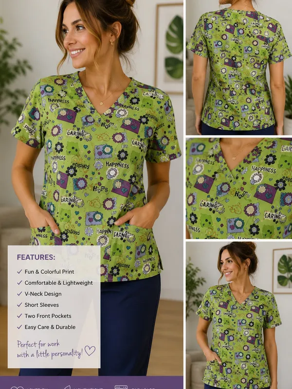 Carol's Scrubs‎ Shirt Green Size L - Image 2