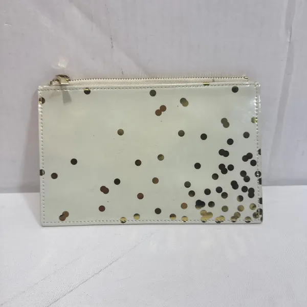 Kate Spade Pencil Pouch Polka Dot Cosmetic‎ Case Travel Designer Cream Gold - Image 3
